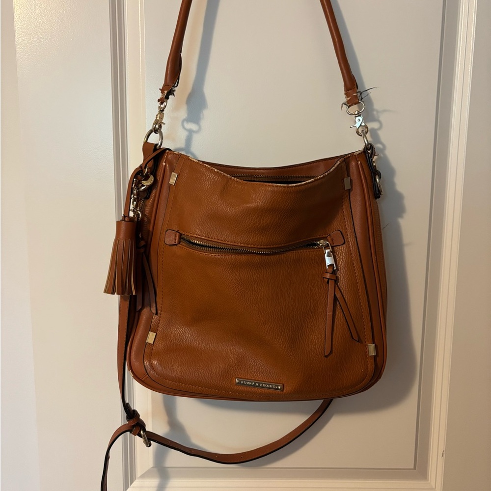 Poppy & Peonies Brown Crossbody Bag with brand new extra short strap